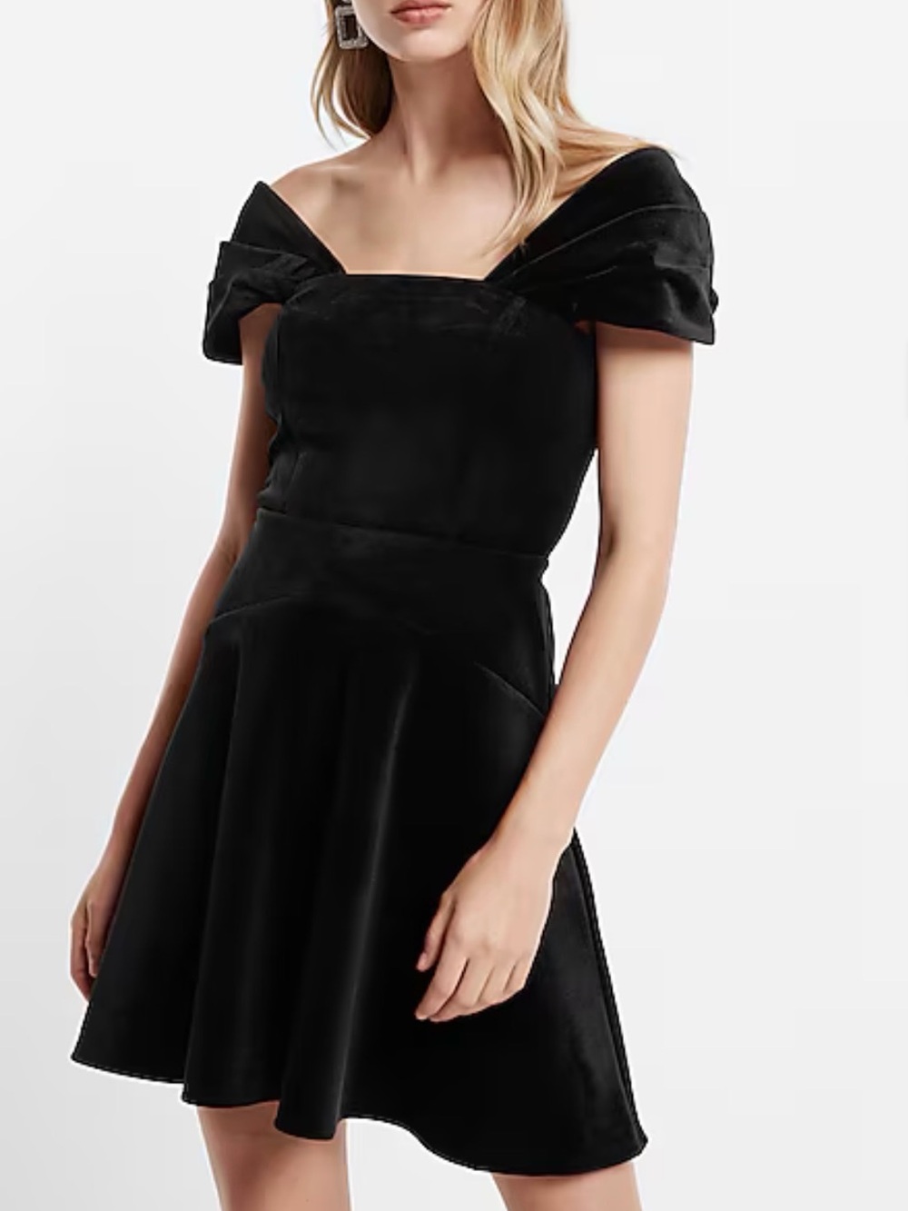 Express Black Sleeveless Fit-and-Flare Mini Dress. Medium